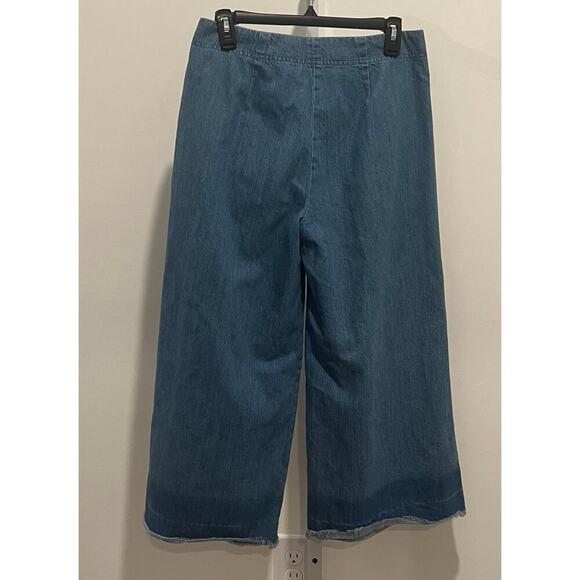 AYR Vibes Jeans Blue Wide Leg High Rise Cropped Released Hem Pleated Sz 27 - Picture 2 of 2